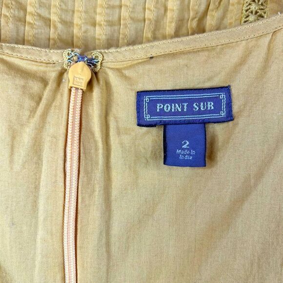 POINT SUR 100% Cotton Tie-shoulder Dress in Yellow Size 2 - Picture 11 of 14